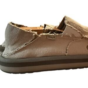 Sanuk Men's Donny Hemp Slip-On Loafers, Natural Beige, Size 13
